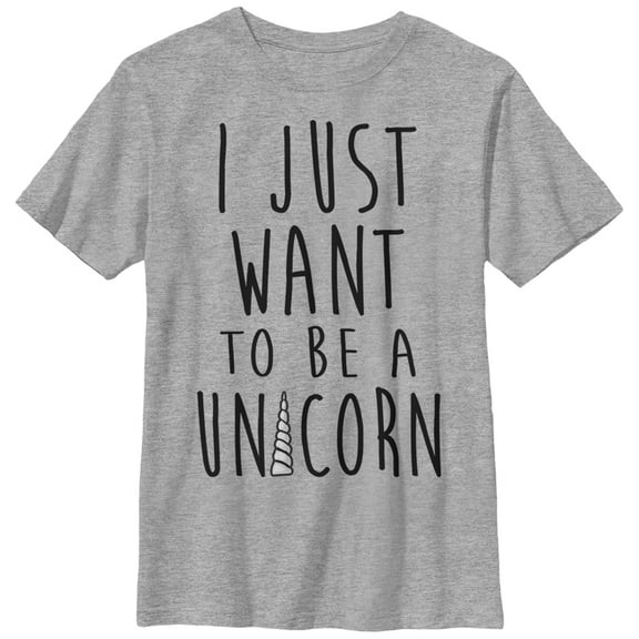 Boy's Lost Gods I Just Want to be a Unicorn  Graphic Tee Athletic Heather Large