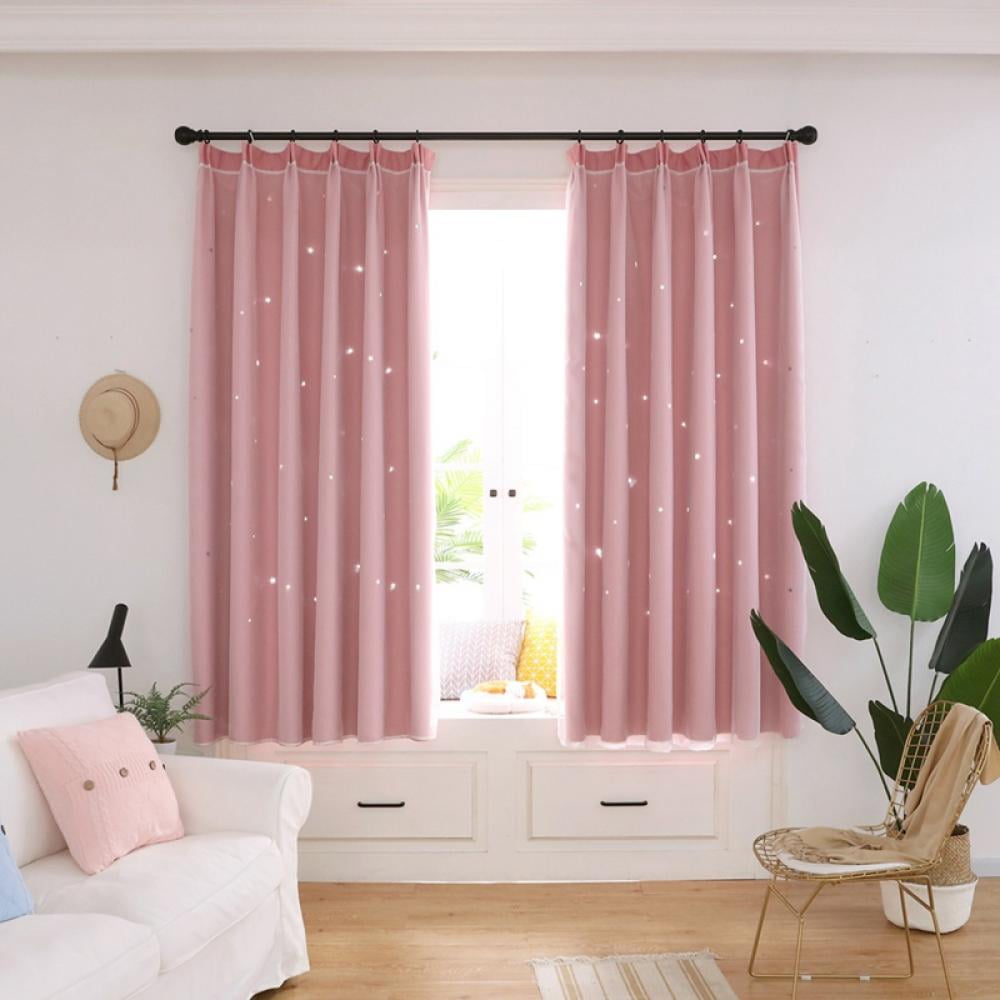 Star Cutout Blackout Curtains for Kids Bedroom Double Layer of Fabric