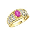 thumbnail image 3 of RYLOS Bagues pour Femmes Bague en Or Jaune 14K Style Classique Pierre Précieuse Ovale 7X5MM et Bague en Diamant Étoile de Juillet Rubis Bijoux Taille 8, 3 of 7