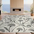 thumbnail image 2 of Design&I 8'x10' Washable Area Rug Sleek Flatweave Pet Friendly Black White Elegant Floral and Vine Design Graceful Curves with Dotted Detailing for King Size Bedroom, Under Bed, 2 of 7