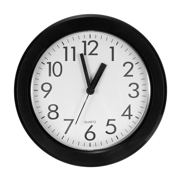 Reloj de pared Uxcell de 8 pulgadas, reloj de cuarzo a batería, silencioso y sin tictac, reloj de pared redondo, negro
