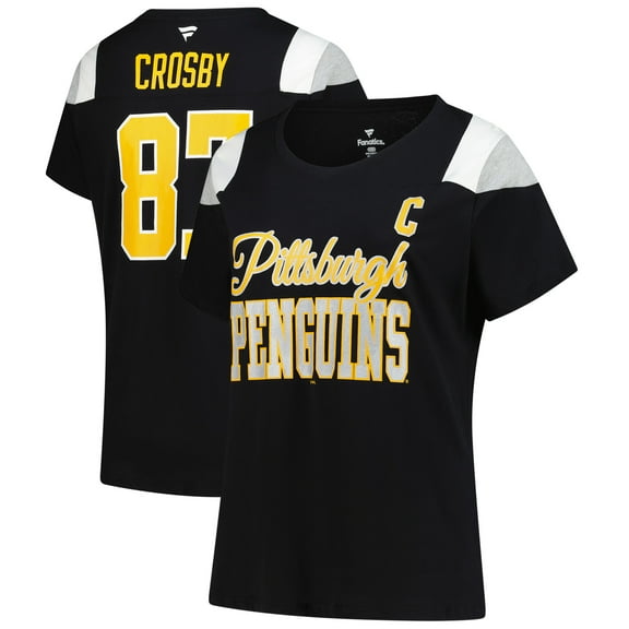Women's Fanatics Sidney Crosby Black Pittsburgh Penguins Plus Size Name & Number Scoop Neck T-Shirt