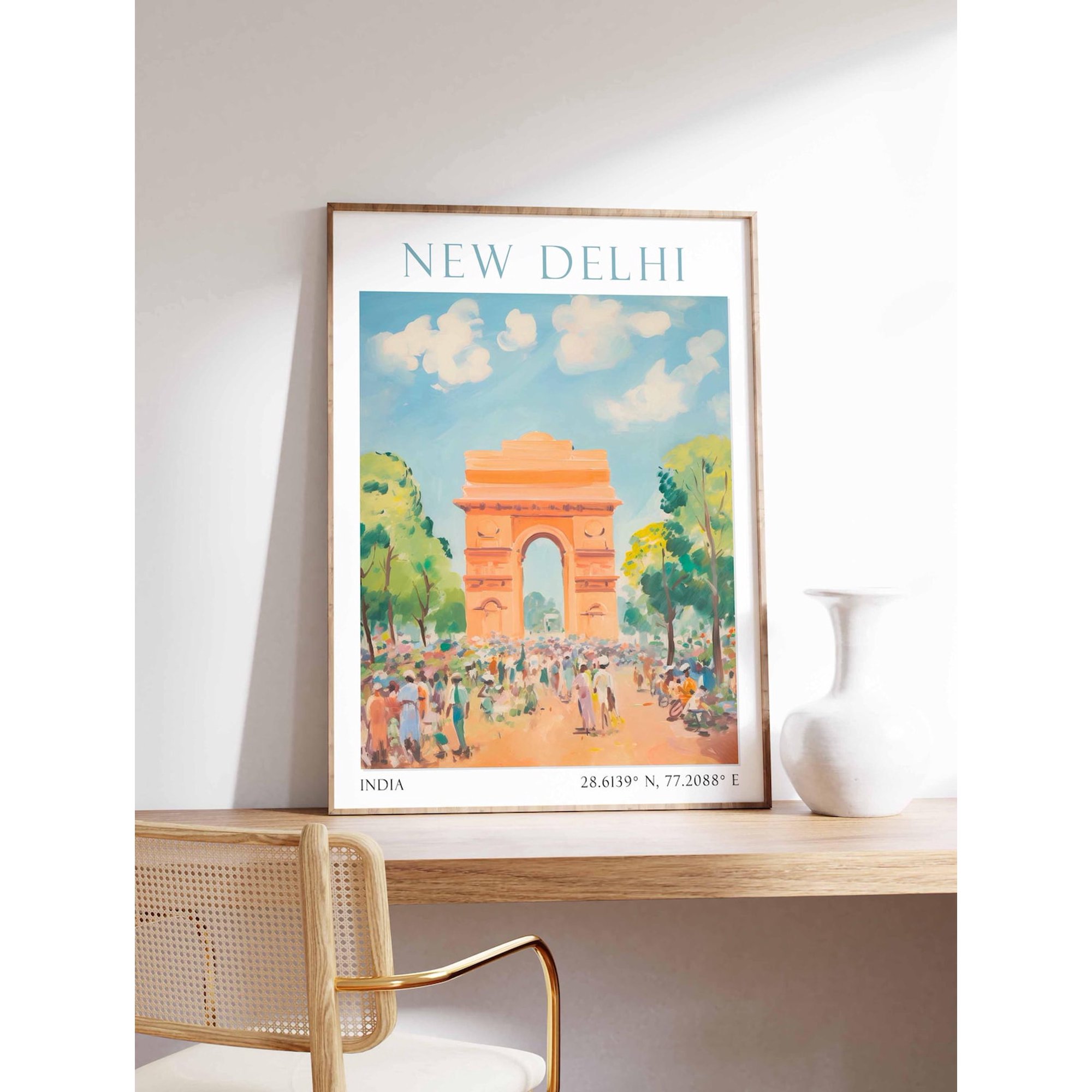 New Delhi India Gate Travel Poster For Historic City Home Decor