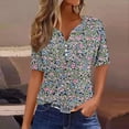 thumbnail image 7 of Women's Shorts Sleeve Tees Floral Split Neck T-Shirt Loose Print Casual Top Spring Summer Fashion Outfits S, 7 of 7