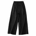 thumbnail image 6 of WCMZJ Wide Leg Trousers Pants for Women Elastic Waisted in The Back Business Work Button Long Casual Palazzo Pants Black L, 6 of 7