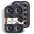 thumbnail image 1 of HONGBAKE Molde para Donuts para Hornear Bandeja para Donuts Profunda Mejorada Paquete de 2 Mini Molde para Bagels de 6 Cavidades para Horno Antiadherente y Resistente - Negro, 1 of 5