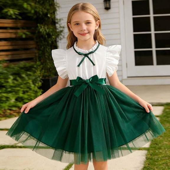 ATOGUTA Dress for Girls Tulle Party Birthday Poster Formal Fancy Flower Princess Dresses Size 3T-10, Green