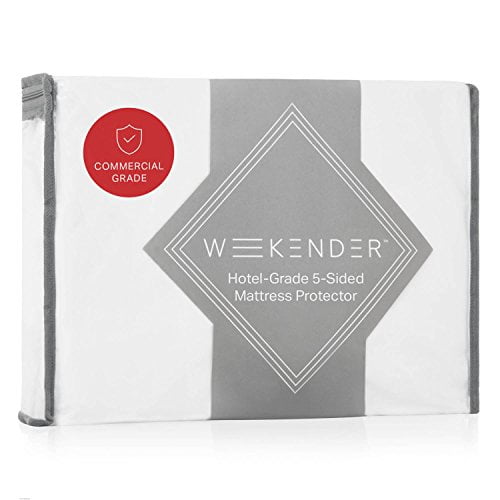 Bleachable Quiet Waterproof Breathable Reinforced Seams Twin WEEKENDER Commercial-Grade 5-Sided Mattress Protector Protector on High Heat Dryer Proof