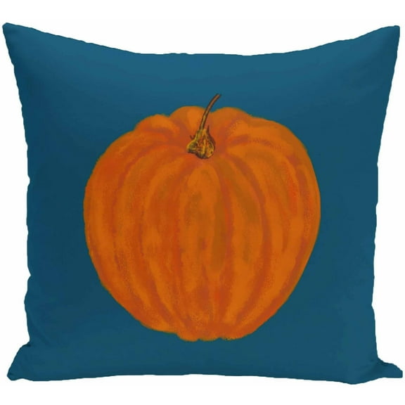 Simply Daisy 16" x 16" Li'l Pumpkin Holiday Print Pillow, Teal