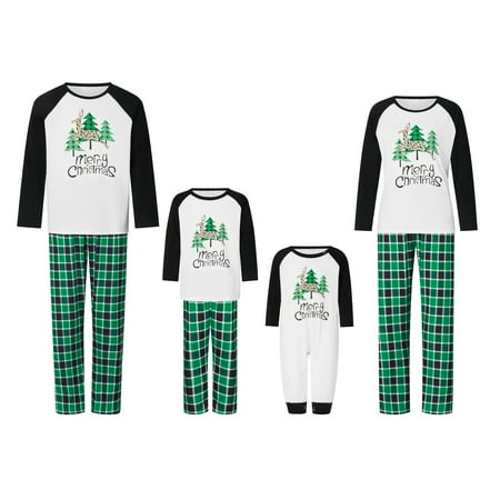 

Dewadbow Christmas Family Pajamas Matching Holiday Pajama Xmas Sleepwear Christmas Loungewear Set Jammies for Couples Kids Baby