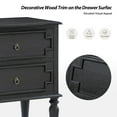 thumbnail image 5 of 27"Tall Farmhouse Wooden 2-drawer End Table with Charging Station Round Ring Pulls End Table Chacoal, 5 of 6