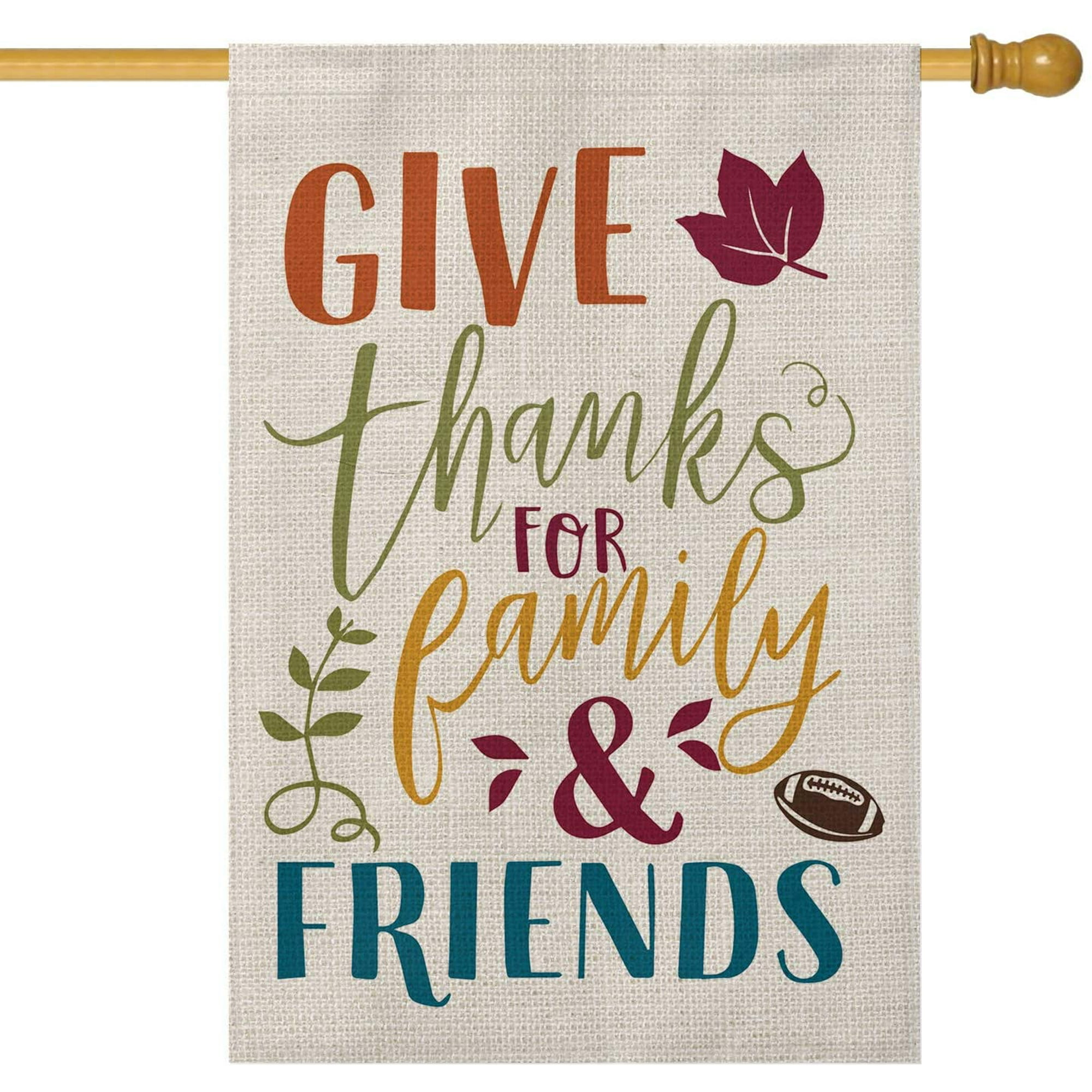 Avoin Give Thanks For Family And Friends House Flag Vertical Double Sized,  Fall Thanksgiving Football Yard Outdoor Tion 28 X 40 Inch | Walmart Canada