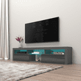 thumbnail image 3 of Bari 200 Floating TV Stand for TVs up to 90", Modern High Gloss 79" Entertainment Center, Wall Mounted TV Media Console with Storage Cabinets and LED Lights, 3 of 5