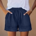 thumbnail image 3 of Alkepwun Womens Athletic Shorts 100% Cotton Solid Plus Size Lace Trim Elastic High Waisted Shorts Summer Casual Loose Vacation Beach Lounge Bohe Shorts, 3 of 8