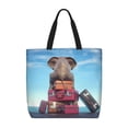 thumbnail image 1 of Disketp Elephant Sits Bolsa Tote de Lona para Mujer, Bolso de Hombro y Cruzado con Cierre de Cremallera, 1 of 7