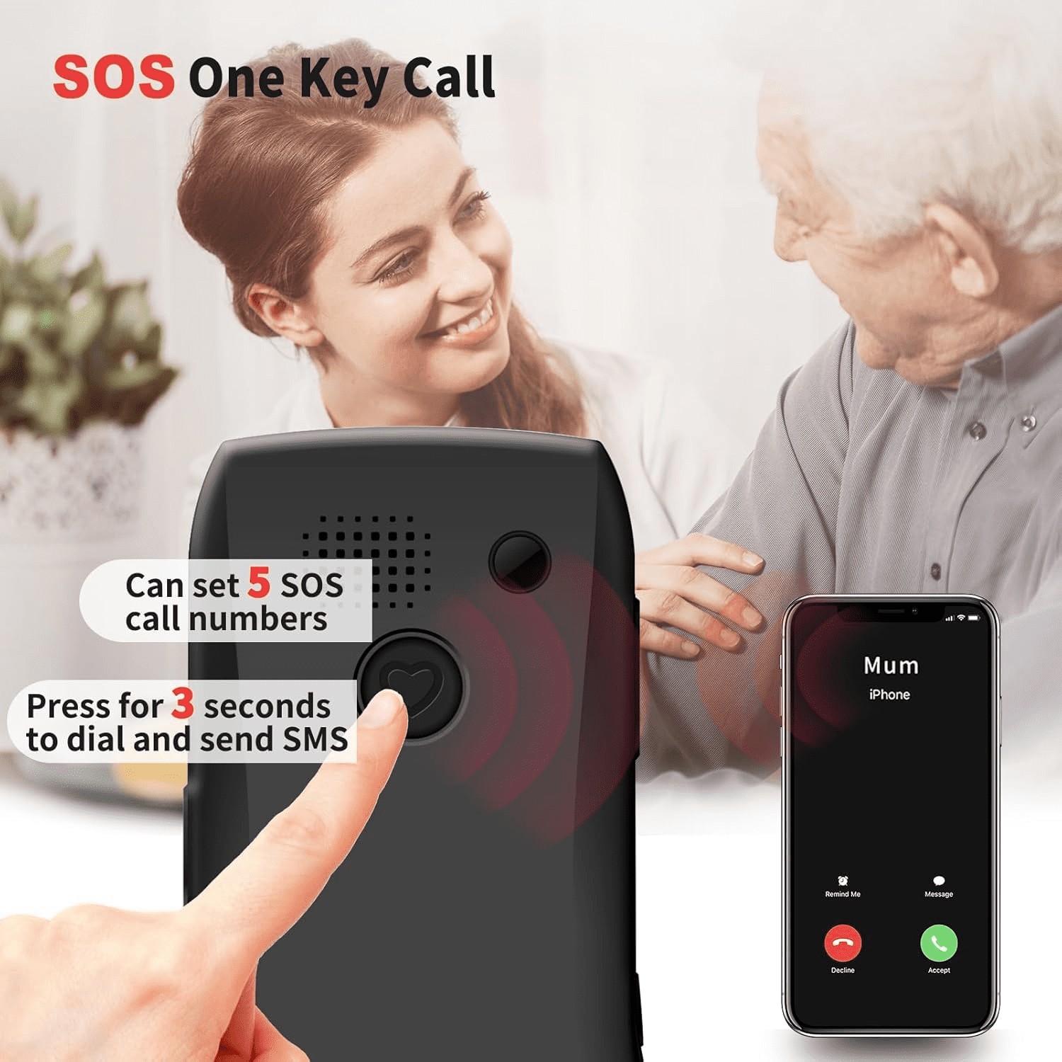 artfone C1+4G, Unlocked Cell Phone for Seniors, Basic Phone with Large Buttons, SOS Button, Loud Speaker, Speed Dial, FM Radio, Charging Dock, Black