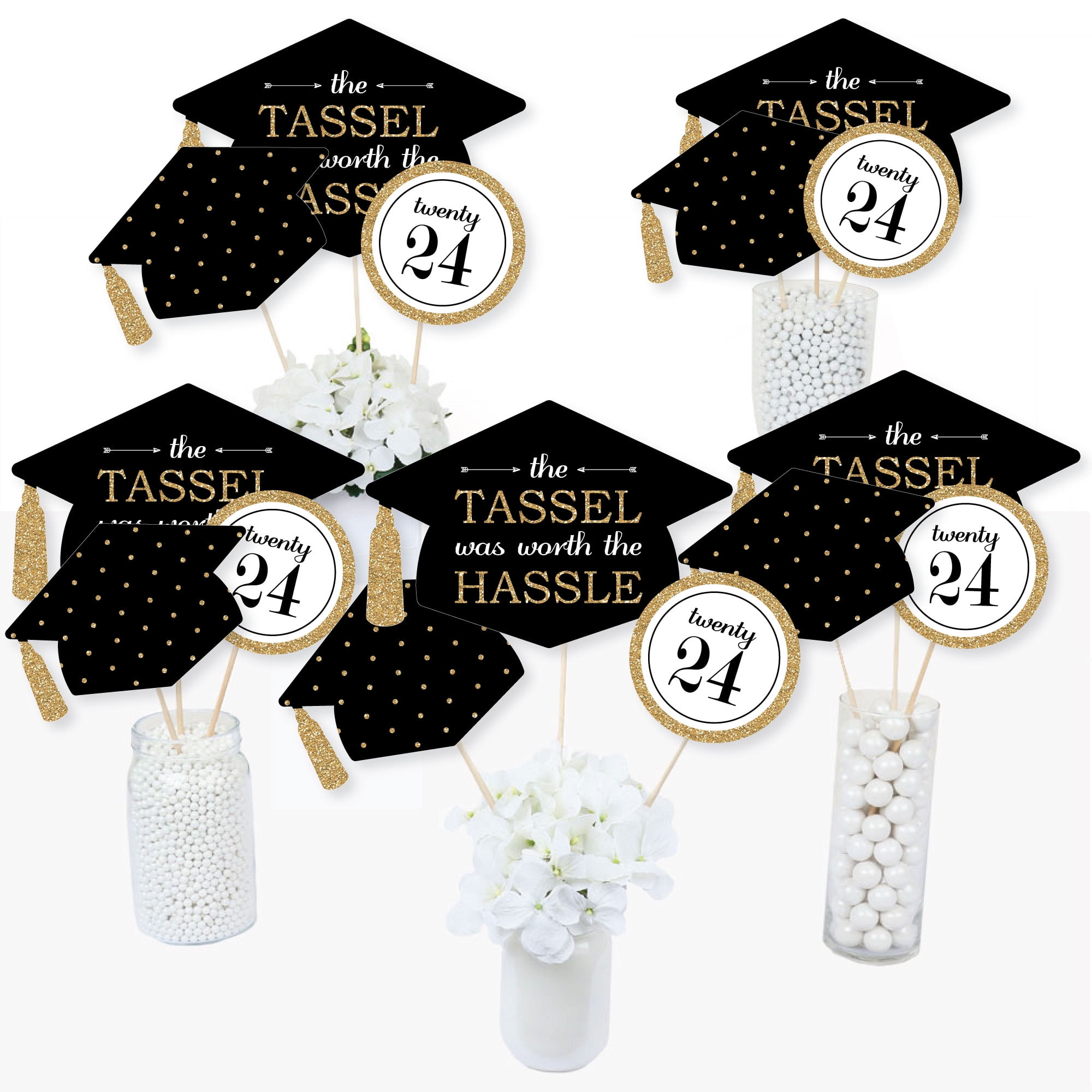 12 Pieces Glitter 2024 Centerpiece Sticks Silver Double Sided 2024  Graduation Party Sticks 2024 Floral Picks Table Centerpiece Topper for 2024