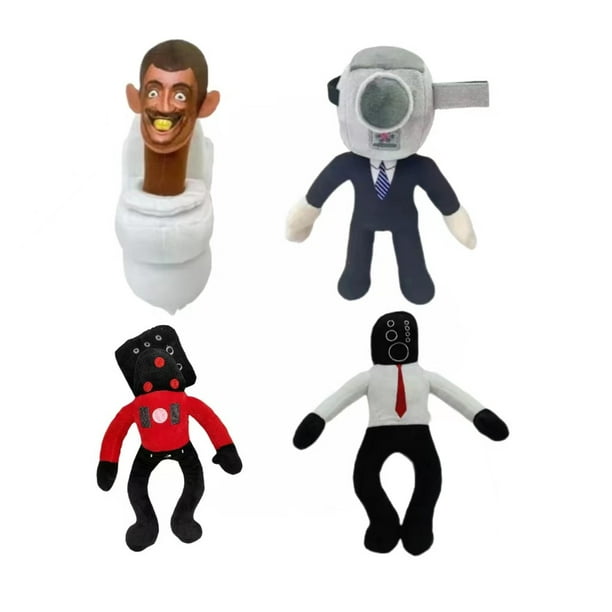 Plush Toilet Skibidi Toilet Man con altavoz, juego de 4 piezas