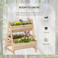 thumbnail image 3 of Outsunny Raised Garden Bed, 2 Tier Raised Planter Box with Stand, Nonwoven Fabric for Vegetables, Herbs, Flowers, 27" x 23" x 32", Natural, 3 of 9
