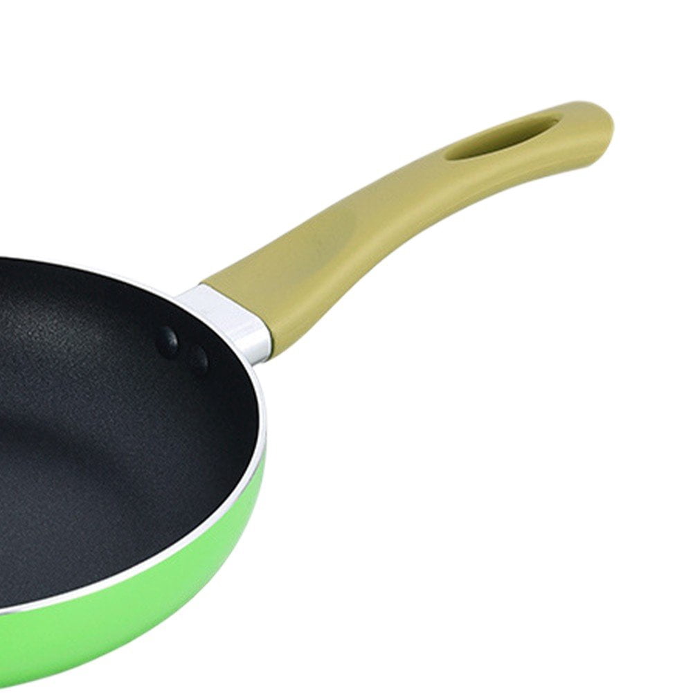 Jiibva 1Pc Green Apple Shape Non Stick Skillet Frying Pan with Lid for Home Induction Cooker