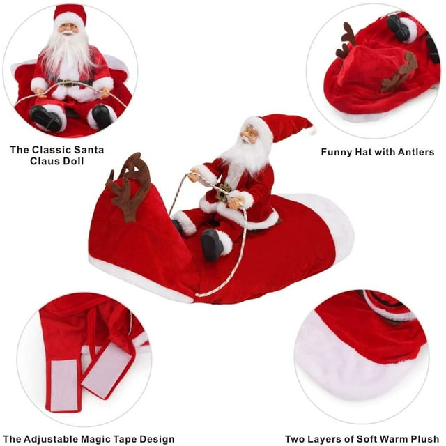 Manteau pour Chien Noel, Manteau Chien Petite Taille con Le Père Noël sur Son Chat Pull Chien Noel Rouge Zhivalor HY-0094