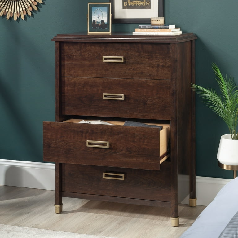 Sauder 4-Drawer Chest - Vintage Deco Cherry Finish - Walmart.com