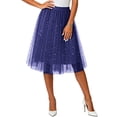 thumbnail image 2 of GEWSEY Tulle Skirts for Women Elastic Waist Dancing Skirt Mesh Tulle Above Knee Skirts (Navy, L), 2 of 5