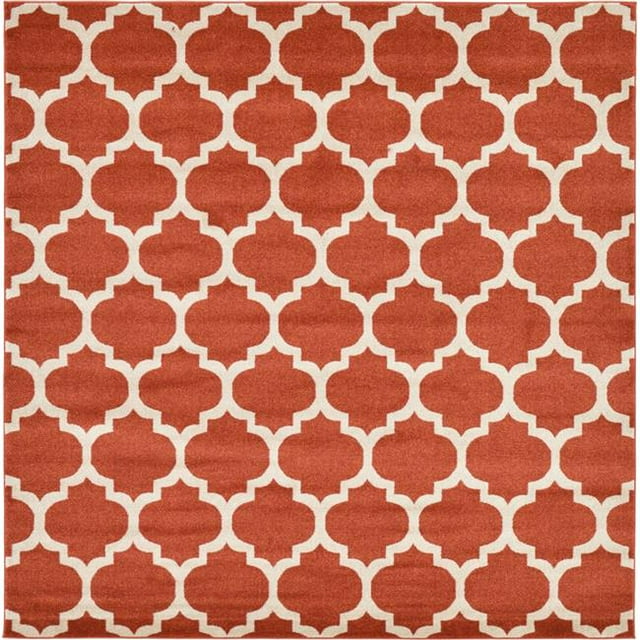 Unique Loom 3128567 8 x 8 ft. Philadelphia Trellis Square Rug, Terracotta