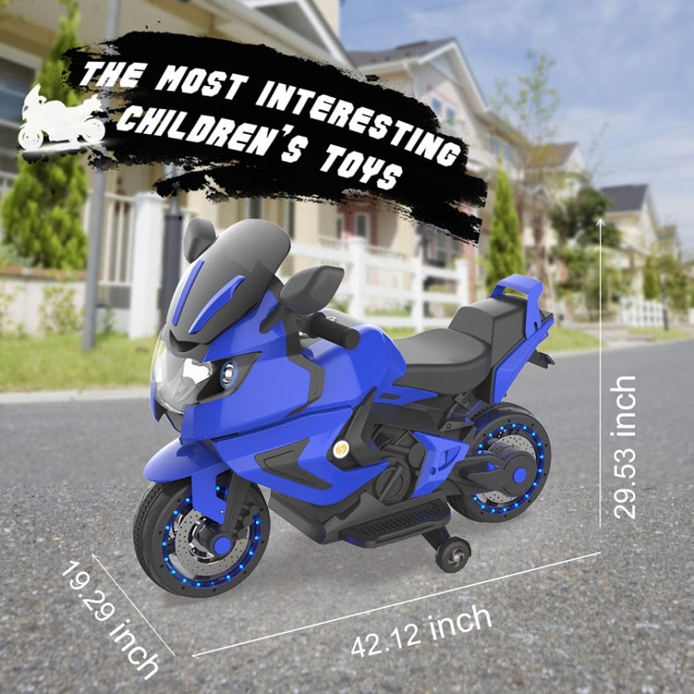 hoverheart kids electric power motorcycle 6v ride on bike blue