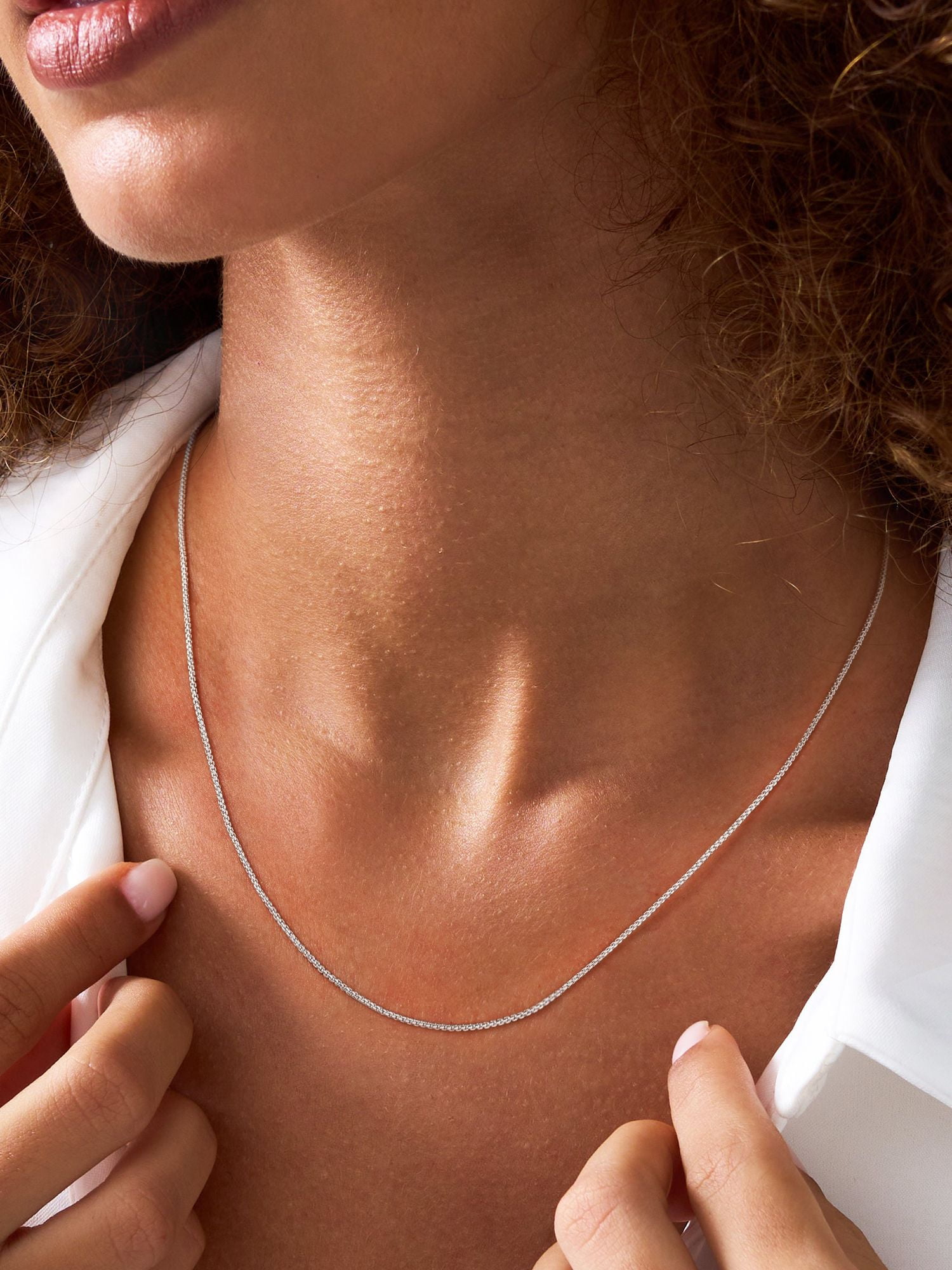 ChicSilver Solid Sterling Silver Polished Box Chain Necklace for Women  Pendants 1-2mm Thin Chains Made in Italy 16-24 inch