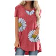 thumbnail image 1 of Pompotops Femmes Mode Imprimé Col Rond Manches Courtes T-shirt Tops Casual Ample Chemisier, 1 of 4