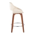 thumbnail image 3 of Lumisource Fabrico Mid-Century Modern Fixed-Height Counter Stool in Walnut Wood with Round Chrome Footrest and Cream Faux Leather - Set of 2, 3 of 7