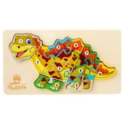 LNCDIS Wooden Animal Puzzles for Toddlers 1 2 3 Years Old Boys Girls Educational Toy