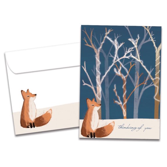 Tree-Free Greetings Holiday Greeting Card 12 Pack, 5x7, Calm Fox Holiday (HP25182)