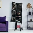 thumbnail image 4 of Costway LED Jewelry Cabinet Organizer Bevel Edge Mirrored Standing Black, 4 of 12