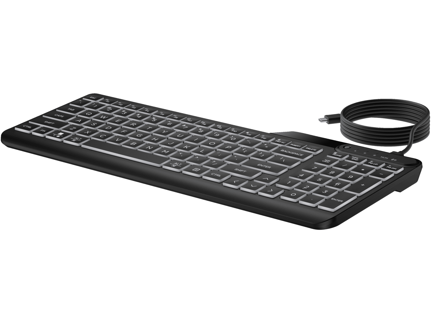 HP 405 Backlit Wired Keyboard for Desktop Computer with USB and