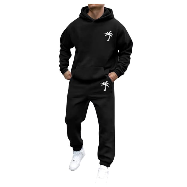 Male Casual Solid Two Piece Hooded Sports Suit Pocket Raglan Sleeve Hoodies Drawstring Pant Set Men Regular Suits Mens Ruffle Tux Casual Suit Big And Tall Men Suits Formal Suits for Men And Outfits