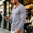 thumbnail image 4 of CONFREE Mens Long Sleeve Henley Shirts V Neck Solid Lightweight Tees, 4 of 9