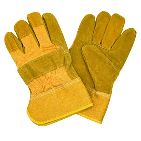 

12-Pack of Cordova 7480 Side Split Work Gloves Russet Color Leather Yellow Canvas Back Rubberized Safety Cuff Aramid Sewn Large