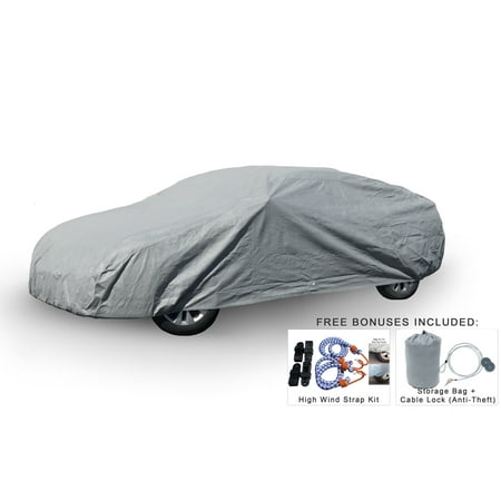 Weatherproof Car Cover For Maybach 57 2002-2012 - 5L Outdoor & Indoor - Protect From Rain, Snow, Hail, UV Rays, Sun & More - Fleece Lining - Includes Anti-Theft Cable Lock, Bag & Wind Straps