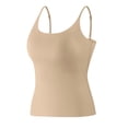 thumbnail image 5 of MVRLSH Womens Tank Tops Loose Fit Casual Adjustable Spaghetti Strap Ice Nylon Built In Bra Layering Camisole Tank Top Tops Brown Size L, 5 of 7