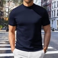 thumbnail image 2 of GEWSEY Mens Mock Turtleneck Shirts Casual Premium Cotton Short Sleeve Shirt Basic Half Neck T-Shirts (Dark Blue, M), 2 of 3