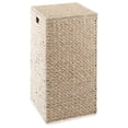 thumbnail image 3 of BNHHYYNB Laundry Hamper with Lid, Water Hyacinth Basket - Whitewash Square Clothes Sorter for Bedroom, Bathroom, Nursery - Removable Liner, 27 Inch Tall, 3 of 7
