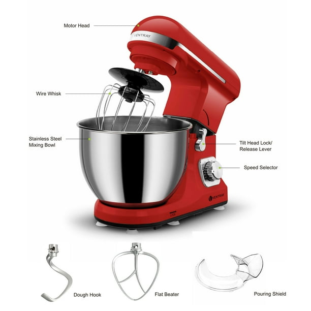 VENTRAY stand Mixer 6 Speed 4.5 Quart Tilt Head Food Dough Mixer