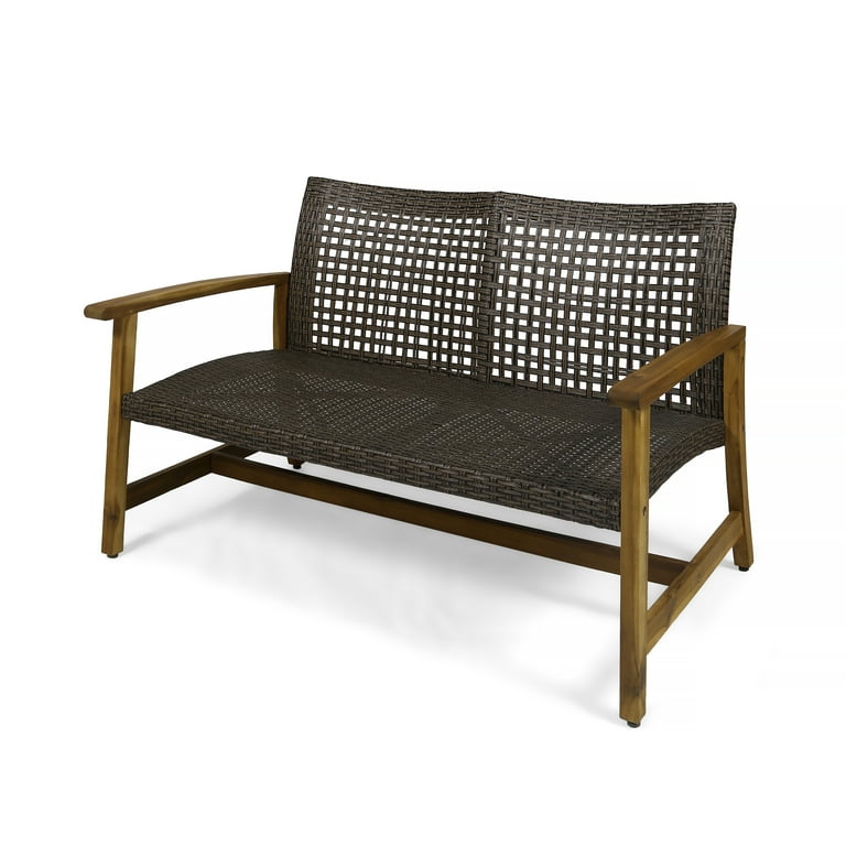 Camdyn outdoor wood and wicker sofa deals