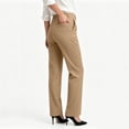 thumbnail image 3 of cocolona Womens High Waist Business Casual Dress Pants Elastic Waist Straight Wide Leg Commute Work Pants with Pockets, 3 of 5