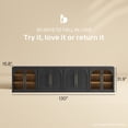 thumbnail image 2 of BELLEZE 4-Piece Modular Buffet Cabinet Freely Configurable, Classic Modern 2 Arched Glass Door Sideboards and 2 Double-Arc Wood Door Console Table For Dining Room Living Room Entryway - Ebony, 2 of 7