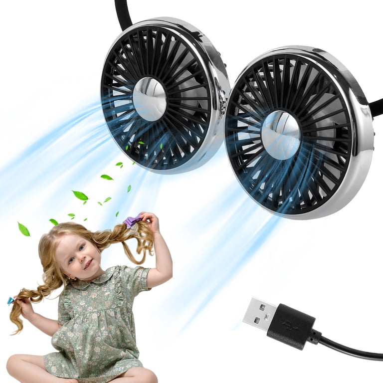 USB Car Backseat Fan - 360° Adjustable Clip-On Fan For Kids & Rear Passengers