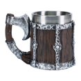 thumbnail image 2 of Vaso de cerveza de barril de madera Regalos para hombres Vaso rústico para bebidas 450 ml Vaso vikingo grande para Plata, 2 of 9