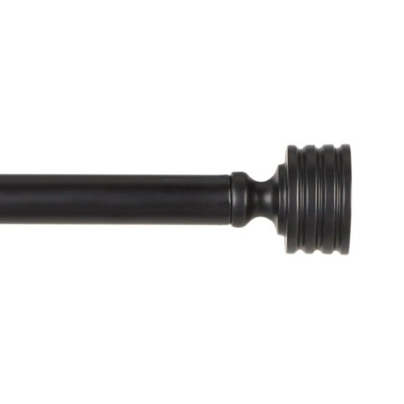 Exclusive Home Lucero 1" Window Curtain Rod and Finial Set, Adjustable 36"-72", Matte Black
